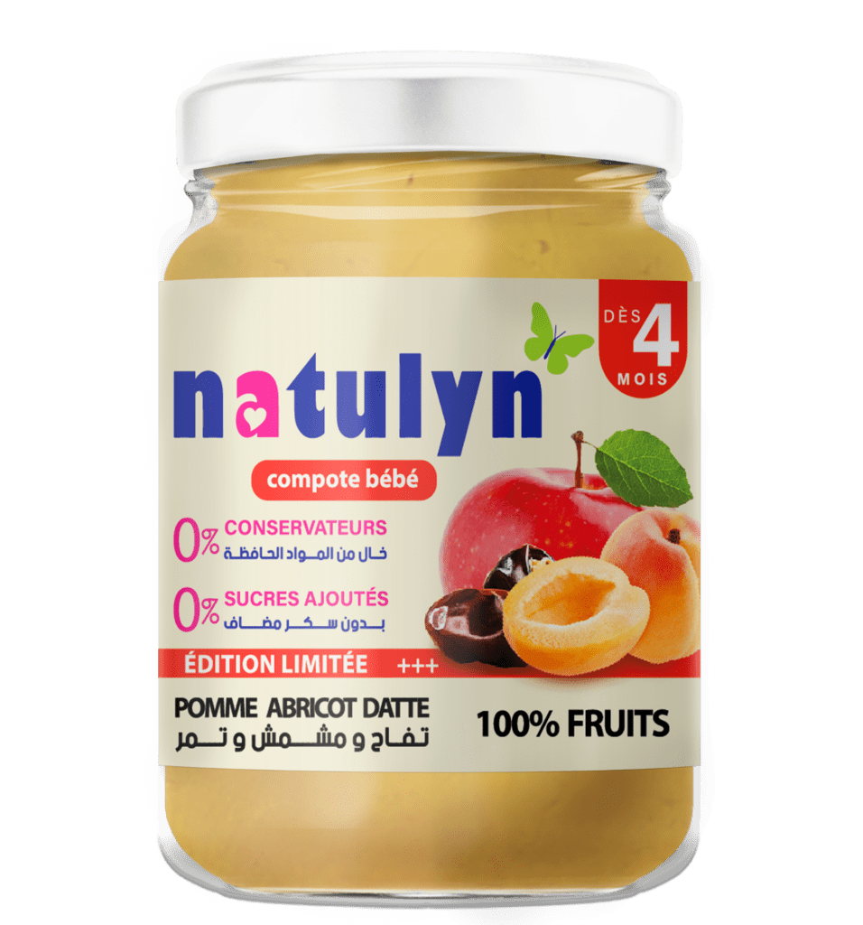COMPOTE POMME ABRICOT DATTE NATULYN 135GR Lebled, Epicerie en
